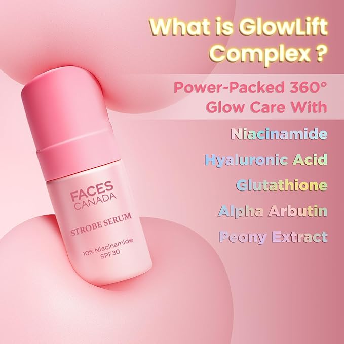 Faces Canada Strobe Serum | Brightening Serum + Strobe Cream + SPF 30 Sunscreen | 10% Niacinamide 27ml