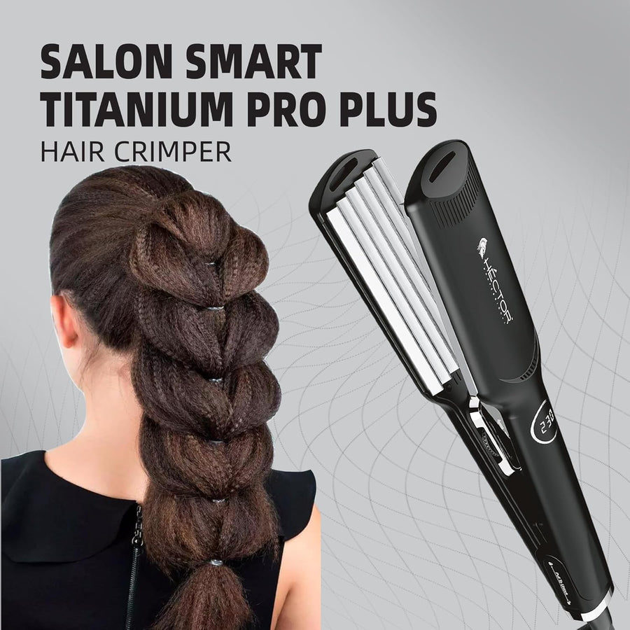 Hector Titanium Pro Plus Hair Crimper with Fast Heatup for Women, Black