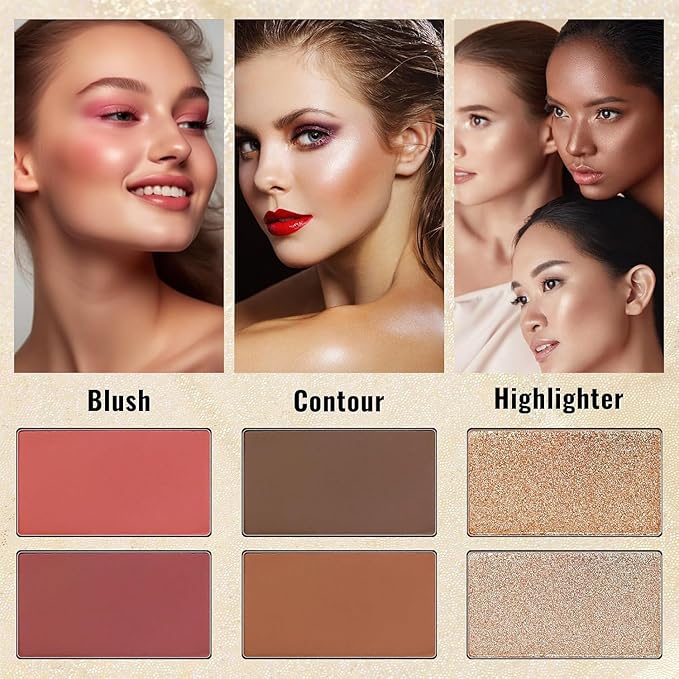 UCANBE Pretty All Set 3 Eyeshadow Palette, All Set 86 Colors Makeup Kit Matte Shimmer Eye Shadow Highlighters Contour Blush Powder All In One Makeup Palette 81.4g