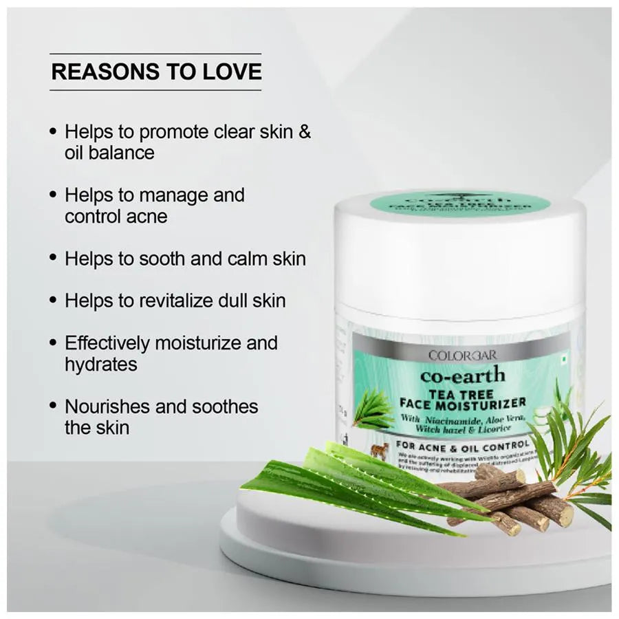 ColorBar Co-Earth Tea Tree Face Moisturizer Nourishes Skin For Acne & Oil Control 100gm