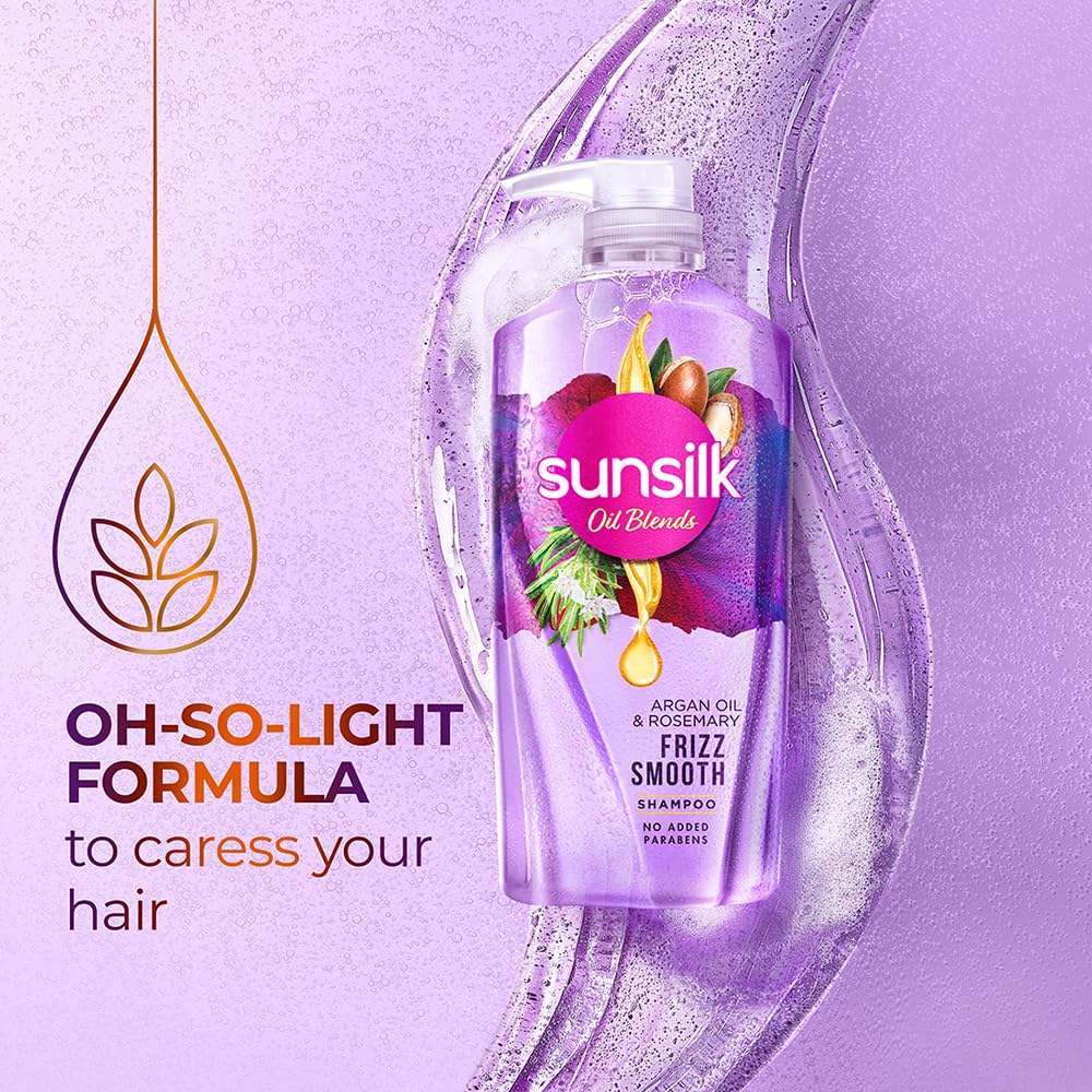 Sunsilk Argan Oil & Rosemary Frizz Smooth Oil Blends Shampoo | for Frizzy Hair | with No Added Parabens 700ml