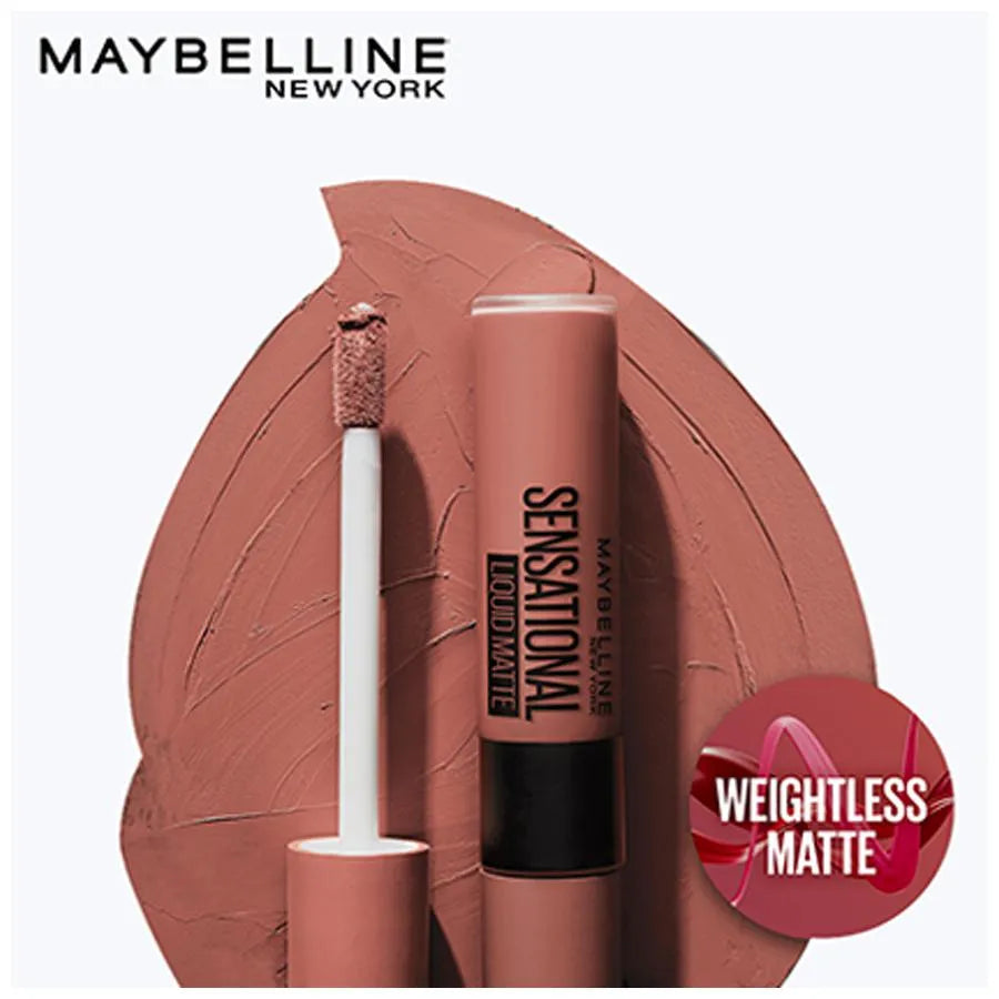 Maybelline New York Sensational Liquid Matte Liquid Lipstick Intense Colour Effect, Non-Sticky Non-Cracking NU02 Strip It Off 7ml