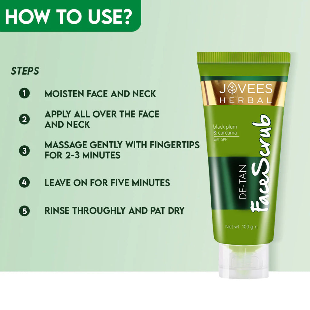 Jovees Detan Face Scrub With SPF Black Plum & Curcuma 100g
