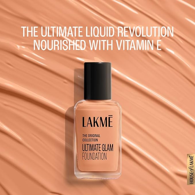 Lakme Perfecting Liquid Foundation,Waterproof Full Coverage Long Lasting - Light Oil Free Face Makeup with Vitamin E, Dewy Finish Glow 27ml