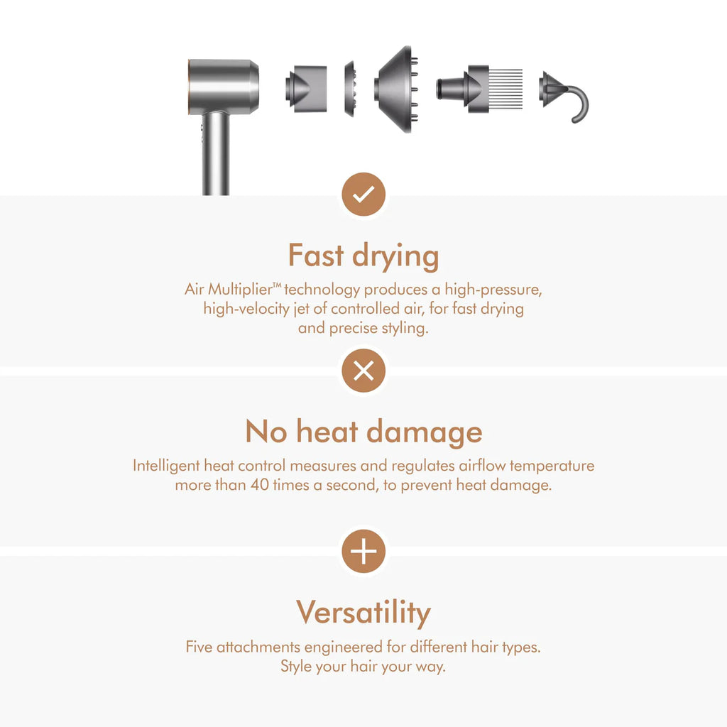 Dyson Supersonic™ Hair Dryer, Nickel/Copper HD08