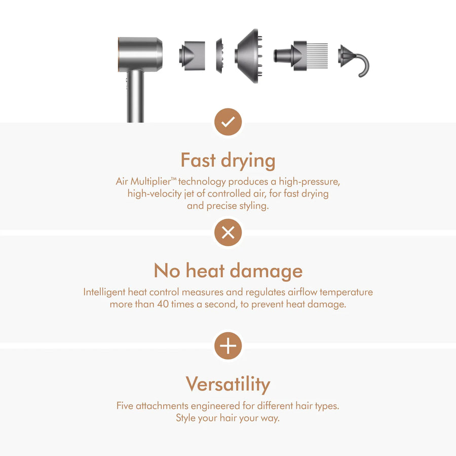 Dyson Supersonic™ Hair Dryer, Nickel/Copper HD08