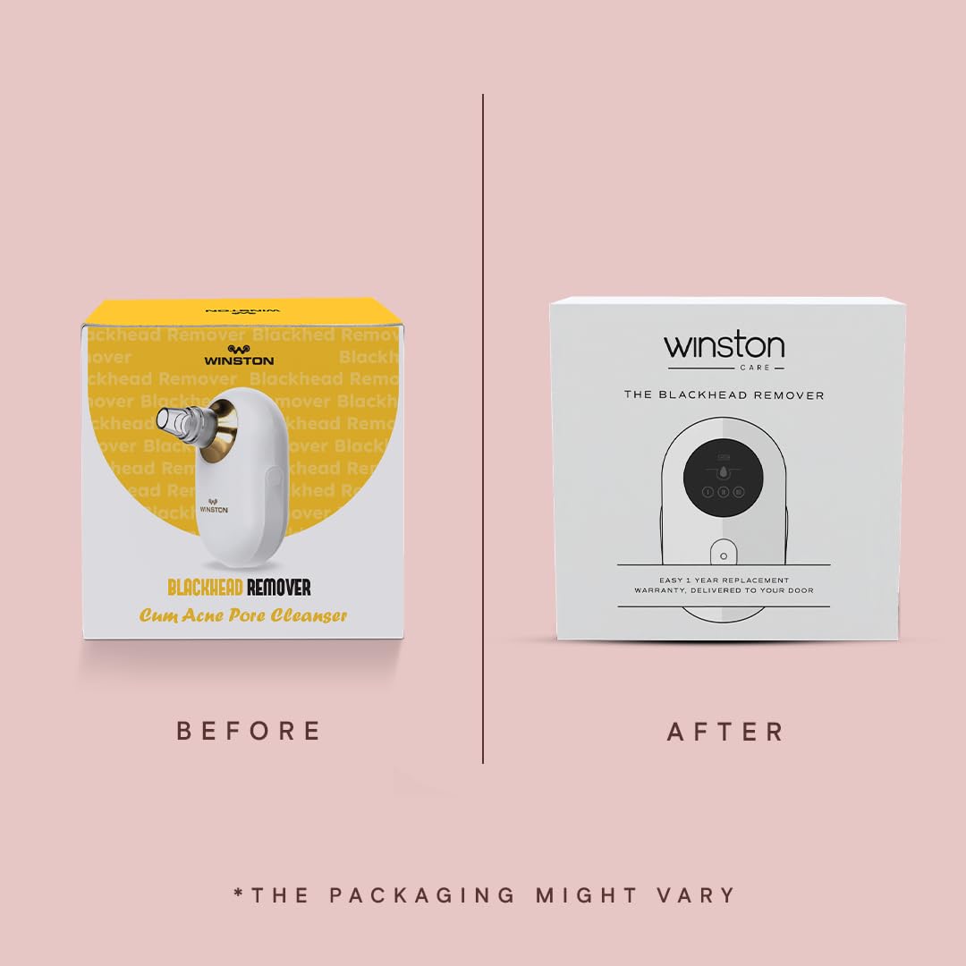Winston Rechargeable Electric Blackhead Remover Machine for Men and Women - 60 Min Runtime | Acne, Pore Cleaner, Whitehead Remover with 5 Suction Heads for...