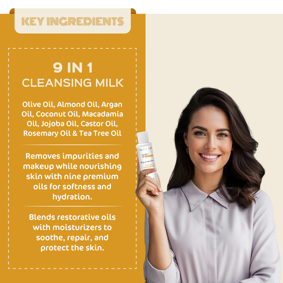 Glow Up 9 IN 1 ESSENTIAL OILS FACE & BODY CLEANSING MILK - 100ml