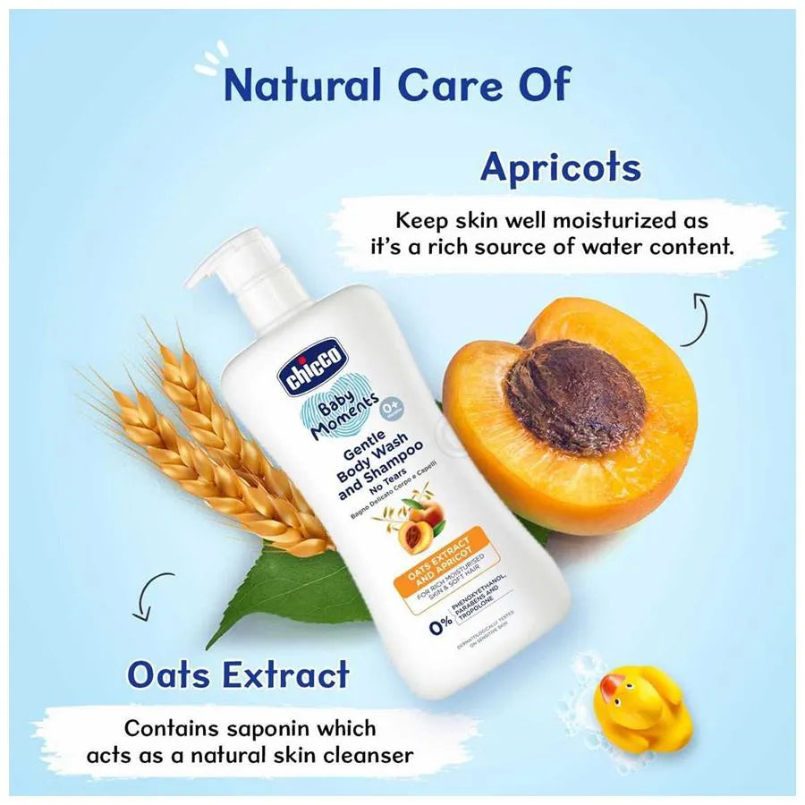 Chicco Baby Moments Gentle Body Wash & Shampoo Oats Extract & Apricot 0% 500ml