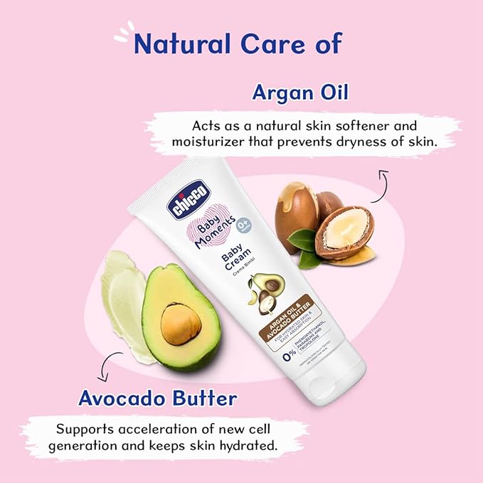 Chicco Baby Moments Baby Cream for Babies with Argan Oil & Avocado Butter, 200g