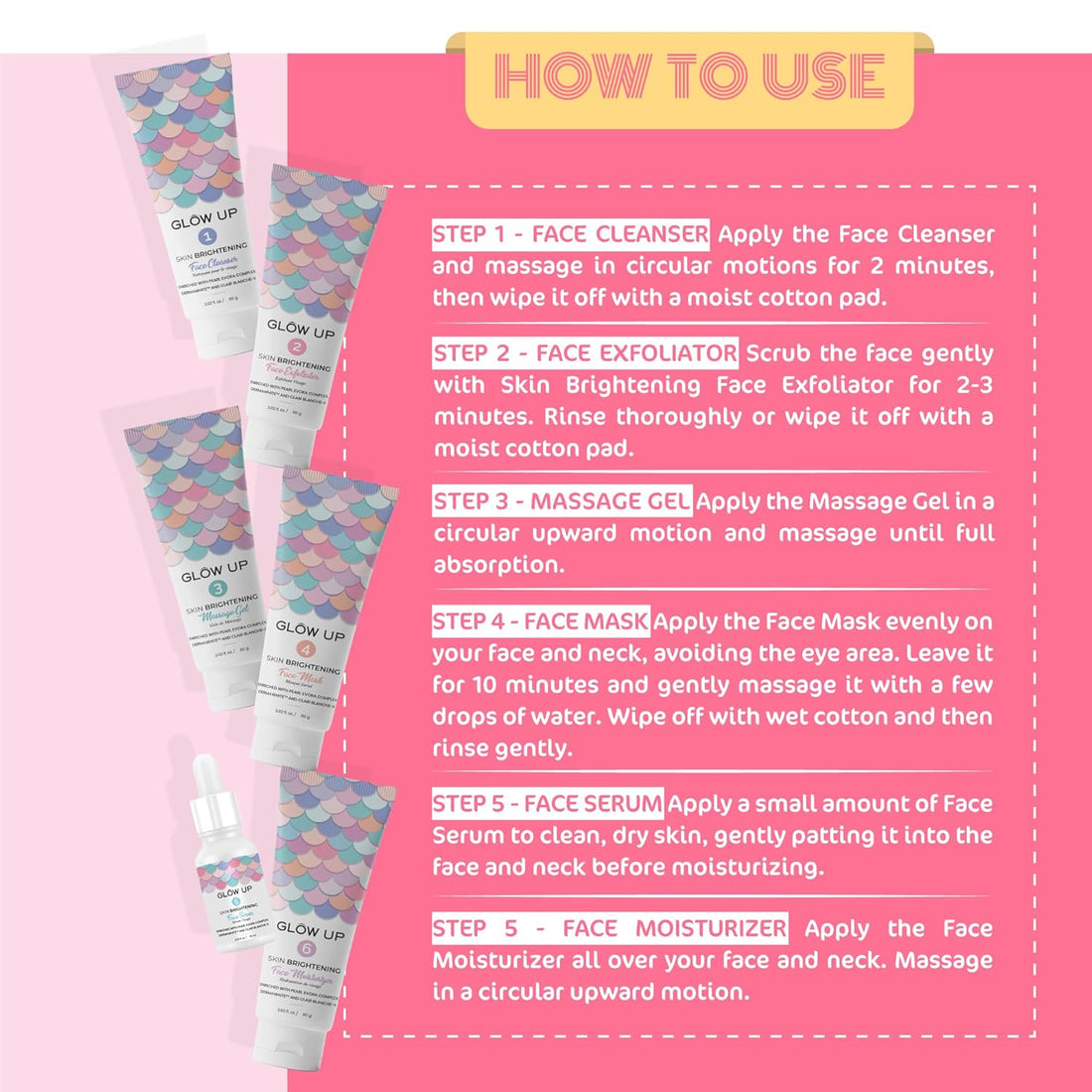 Glow Up Skin Brightening Facial Kit | Clair Blanche-II | 6-Step Skincare Ritual for Radiant, All Skin Types