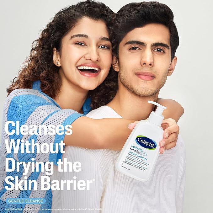 Cetaphil Hydrating Foaming Cream Cleanser 236 ml for Dry to Normal Sensitive Skin with Niacinamide, Aloevera and Glycerin