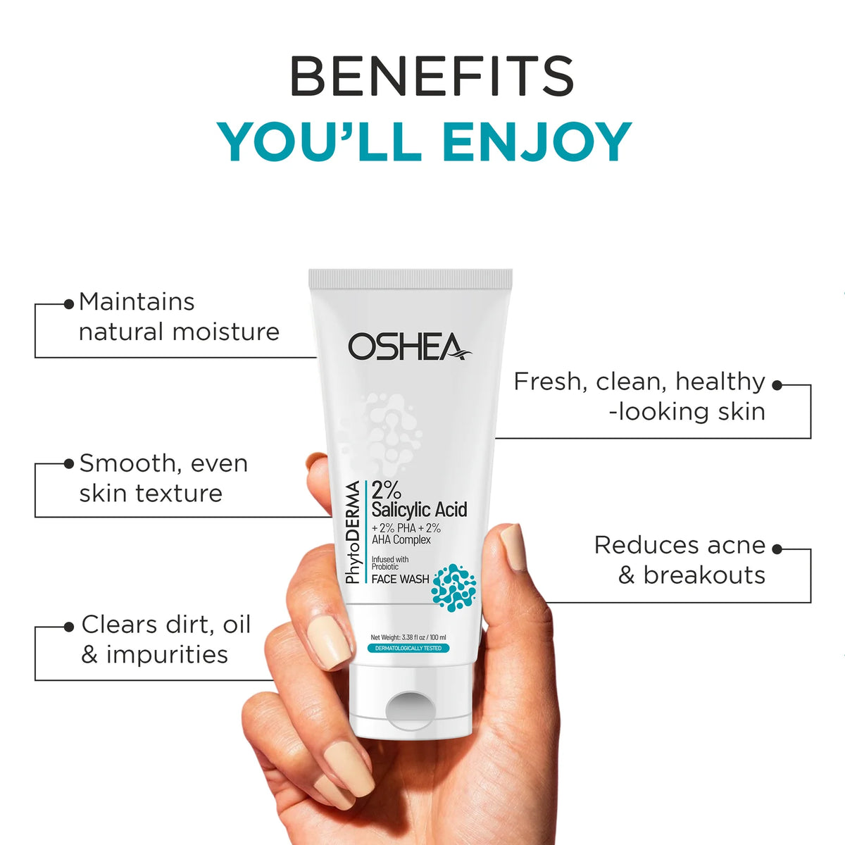 Oshea Herbals Salicylic Acid Face Wash for Oily & Acne prone skin with Probiotic 100ml