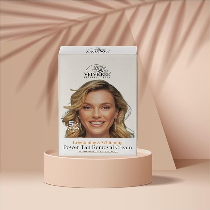 VELVETREE Brightening & Whitening Power Tan Removal Cream with Alpha Arbutin & Kojic Acid, 5x Glow