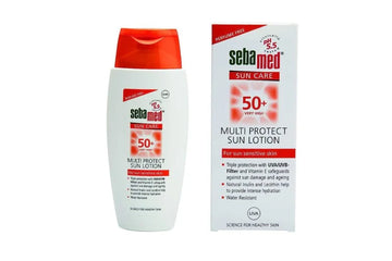 Sebamed Multi Protect Sun lotion SPF 50, 150 ml I UVA/UVB Protection filter I Water resistant sunscreen with pH 5.5 I Vitamin E I men & women I Suitable for children I Clinically tested.