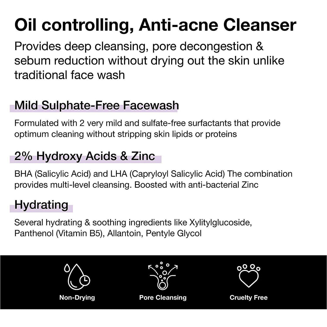 Minimalist Salicylic Acid + LHA 02% Cleanser Reduces Sebum & Acne 100ml