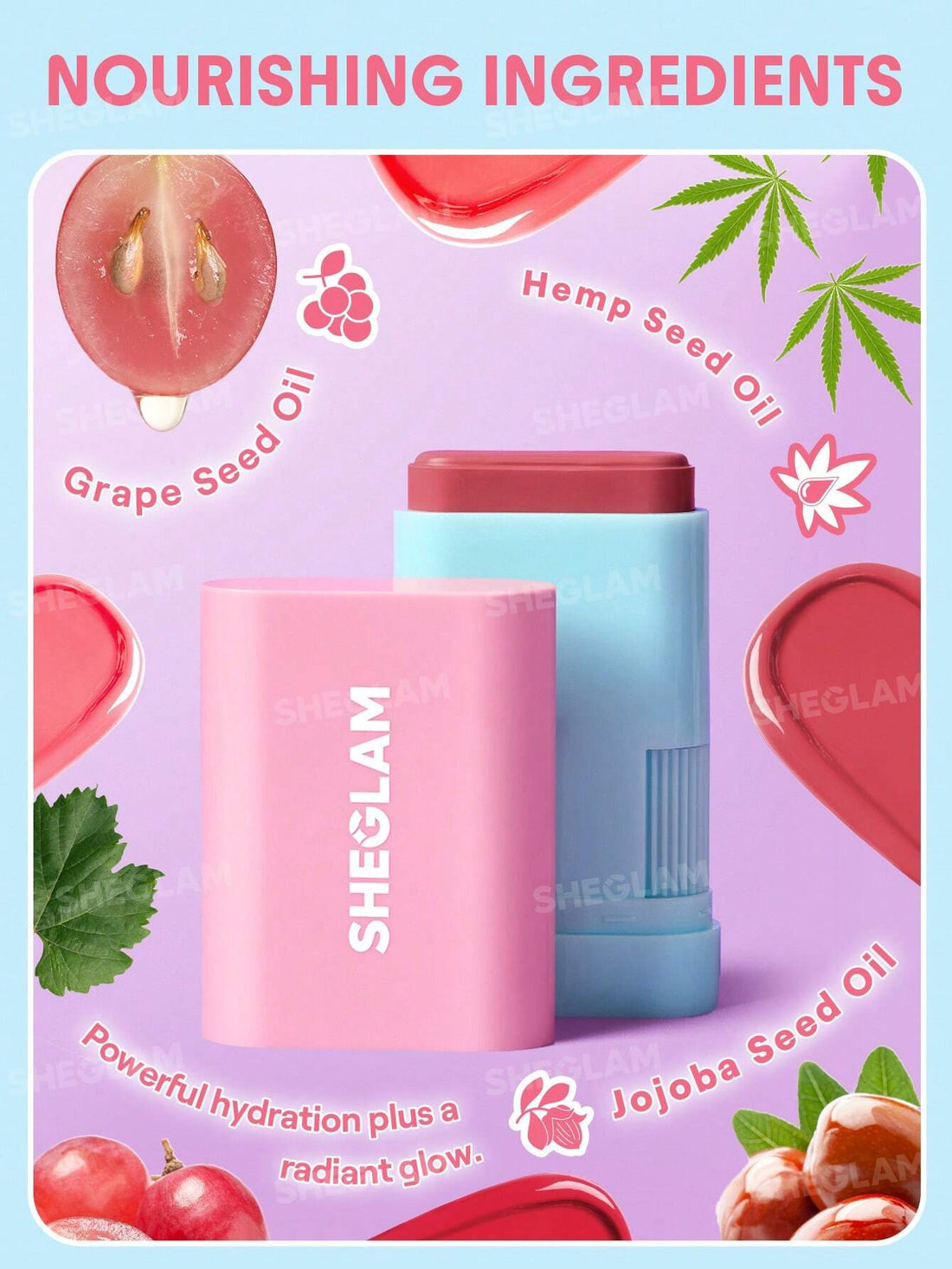 SHE GLAM Glass Glow Blush Stick-Cherry Express 15g