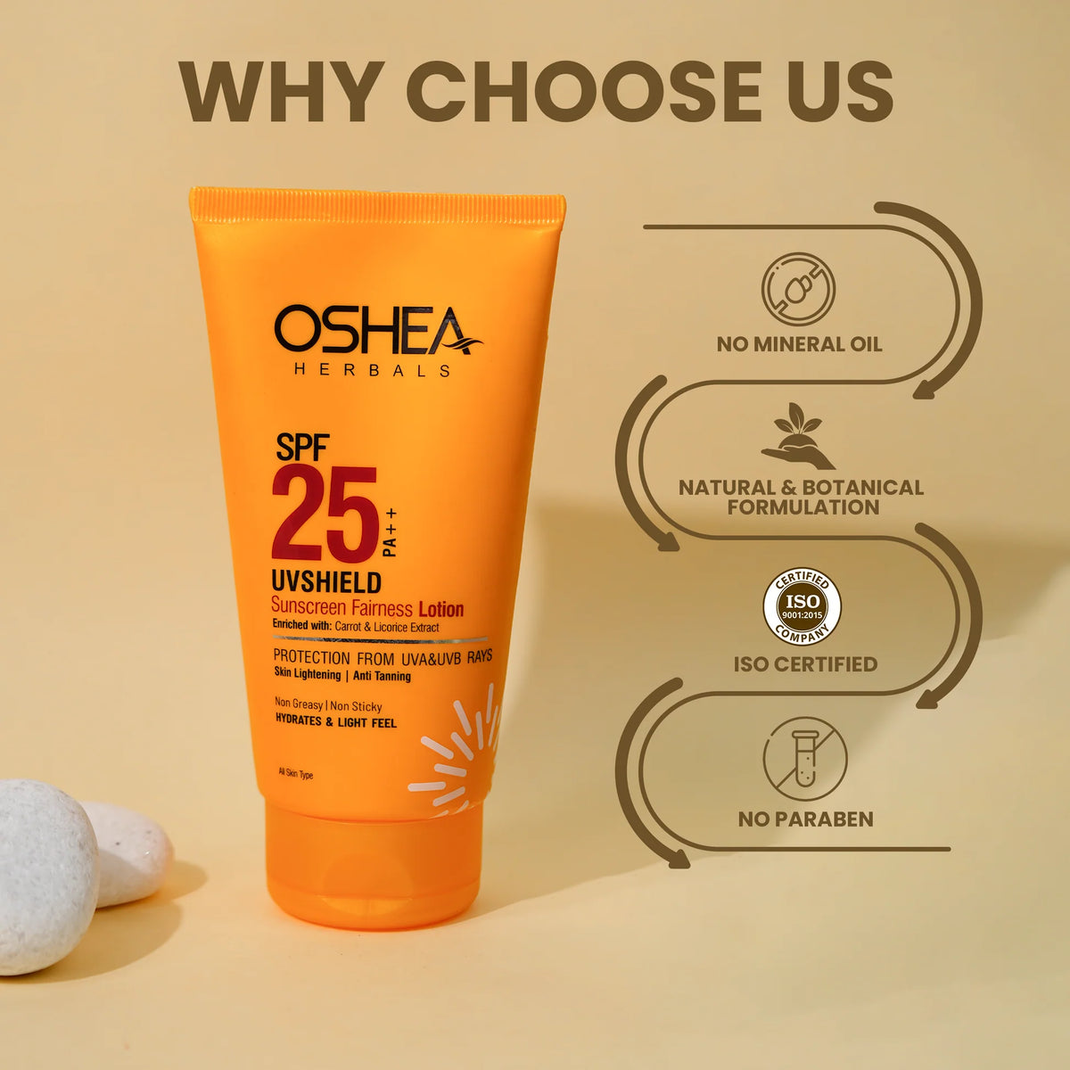 Oshea Herbals Uv Shield Sunscreen Fairness Lotion SPF 25 PA +++ All Type Skin 120g