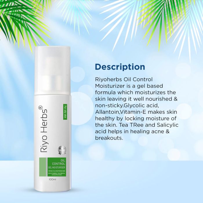 Riyo Herbs Oil Control Gel Moisturiser - Salicylic Acid & Tea Tree Oil 100ML