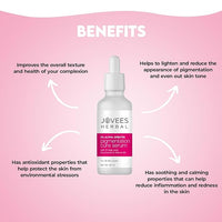 Jovees Herbal 2% Alpha Arbutin Pigmentation Cure Serum With 1% Kojic Acid, Cica Extract & Vitamin B3 | Reduces Blemishes & Improves Skin Texture | Brightens Skin | For All Skin Types | 30 ml