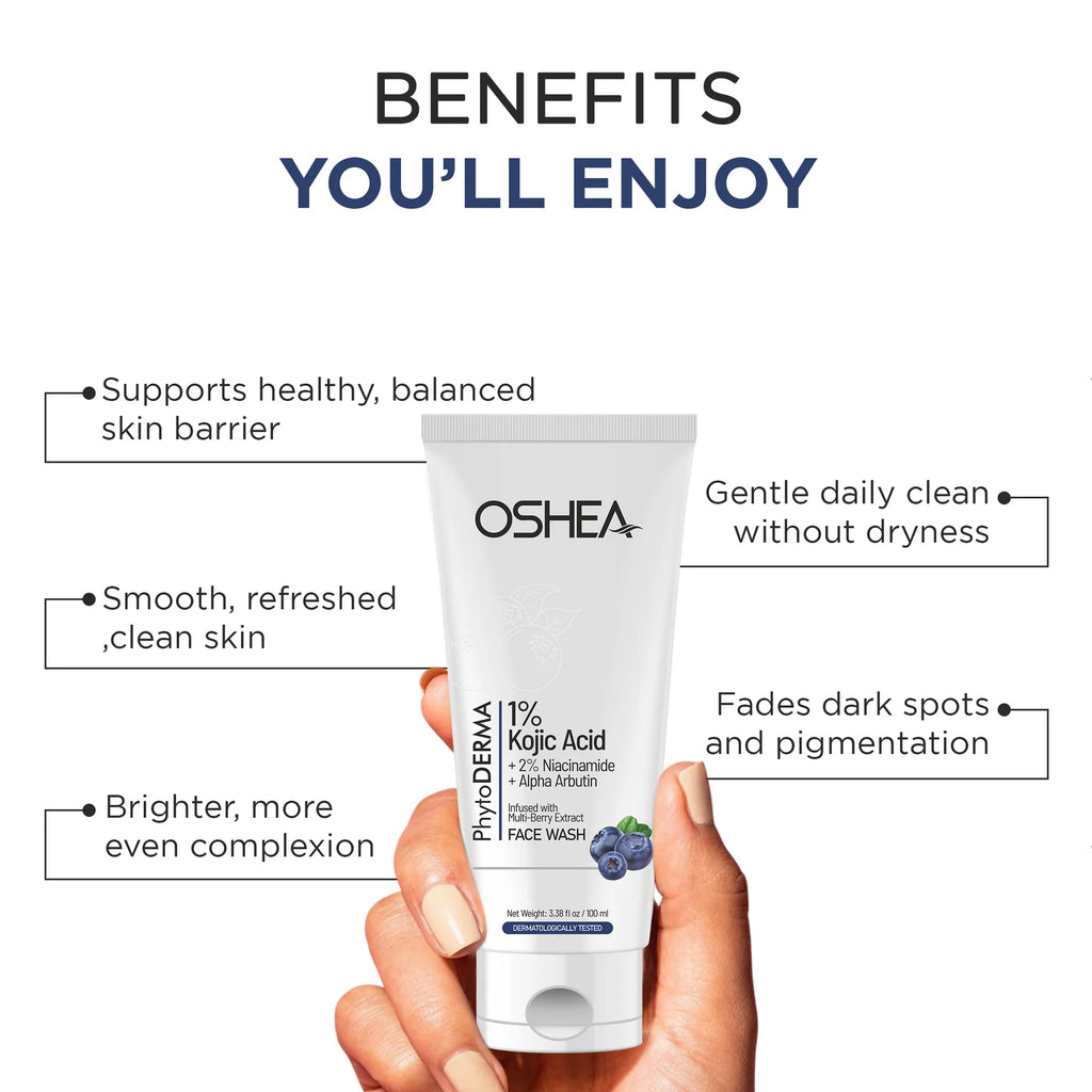 Oshea Herbals PhytoDerma 1% Kojic Acid Face Wash for Brightening and Dark Spot Reduction 100ml