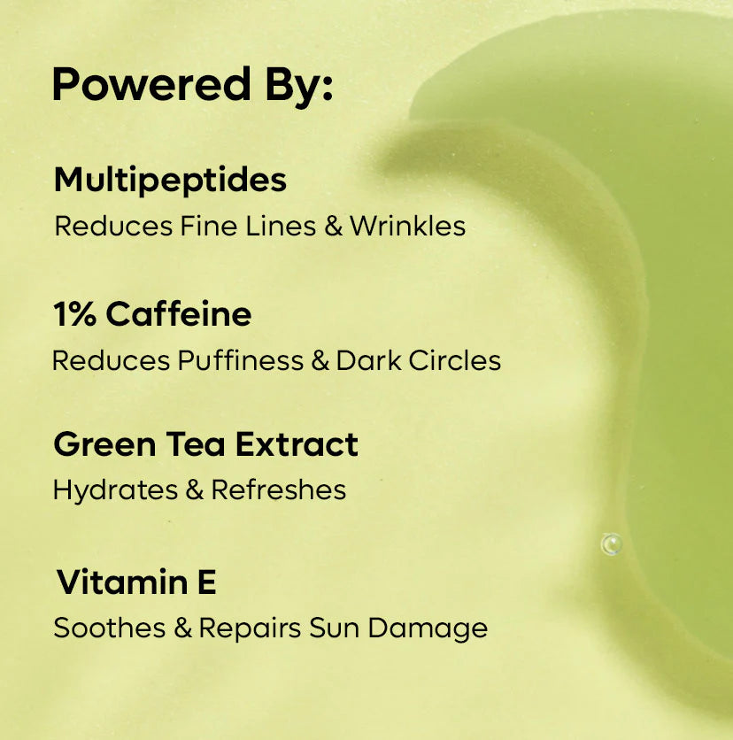 mCaffeine Green Tea Hydrogel Under Eye Patches with 1% Caffeine | Reduces Fine Lines - 15 Pairs