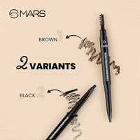 MARS Micro Precision Brow Pencil with spoolie | Retractable & Easy Glide | Long Lasting & Natural finish (0.4 g) Brown