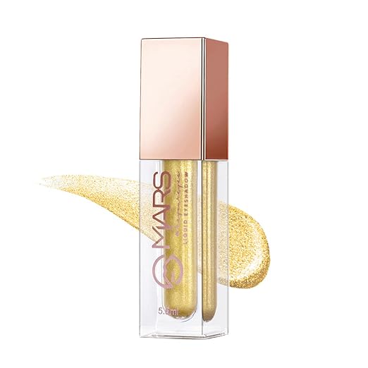 MARS Metallic Liquid Glitter Eyeshadow | Waterproof & Highly Pigmented | Smooth Glide Formula (5.5ml) (02-Golden Beam)