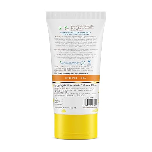 Mamaearth Vitamin C Face Wash with Vitamin C and Turmeric for Skin Illumination - 150ml | Skin Brightening | For Natural Glow | Even Skin Tone