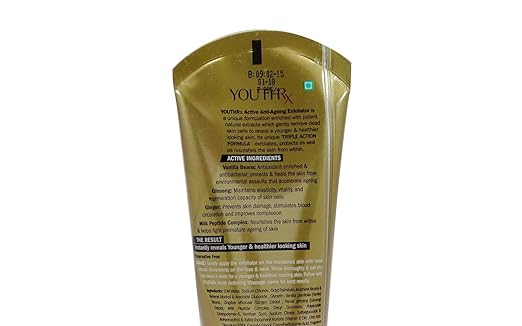 Lotus Herbals YouthRx Anti Ageing Exfoliator, Boosts radiance for smoother and firmer skin, 100g, Golden