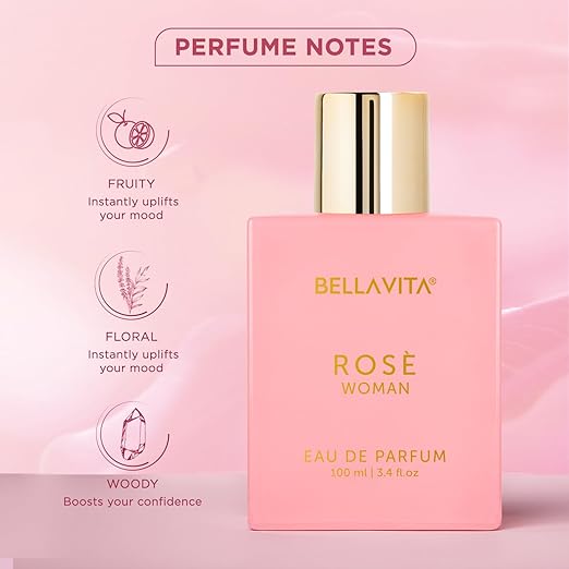 Bella Vita Luxury Rose Woman Eau De Parfum Perfume for Women with Black Currant, Vanilla, Jasmine|Floral & Sweet EDP Long Lasting Fragrance Scent 100 ML