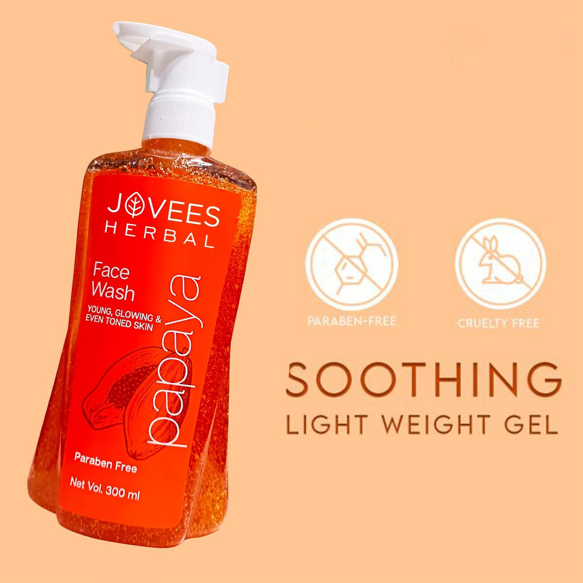 Jovees Herbal Papaya Face Wash for Women/Men | Bright & Glowing Skin | Removes Pigmentation & Dark Spots | For All Skin Types 300ml