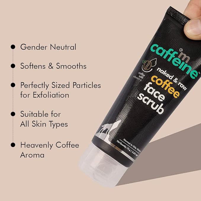 mCaffeine Coffee Tan Removal Face Scrub (75gm) | Blackhead, Whitehead Remover, Dead Skin Remover, Detan Pack I Caffeine & Walnut Exfoliate Scrub For Women & Men