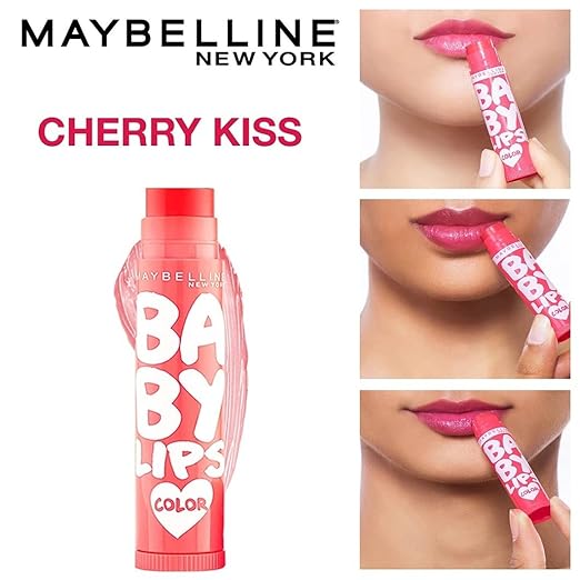 Maybelline New York Lip Balm, With SPF, Moisturises and Protects from the Sun, Pink Lolita & Baby Lips Cherry Kiss, Baby Lips, Pink Lolita, Cherry Kiss, 4g