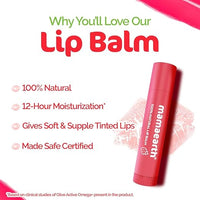 Mamaearth Nourishing Tinted 100% Natural Lip Balm With Vitamin E And Strawberry - 4 G|12-Hour Moisturization|Naturally Red Lips|For Dry&Chapped Lips|Natural Tint|Brightens Lips|Tinted Lip Balm