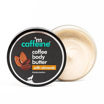 mCaffeine Coffee & Almonds Body Butter with Shea Butter for Deep Moisturization & Soft Skin -Nourishes Dry Skin | Non-Sticky Moisturizer | Coffee-Almond Aroma | Shea Body Butter for Women & Men -100 g