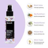 QUENCH Moisturizing Face Mist with Birch Juice Enzymes (Floral Scent) for Glowing Skin| Revives Dull and Dehydrated Skin Instantly|Gentle & Non-Irritating| Made in Korea (100ml)