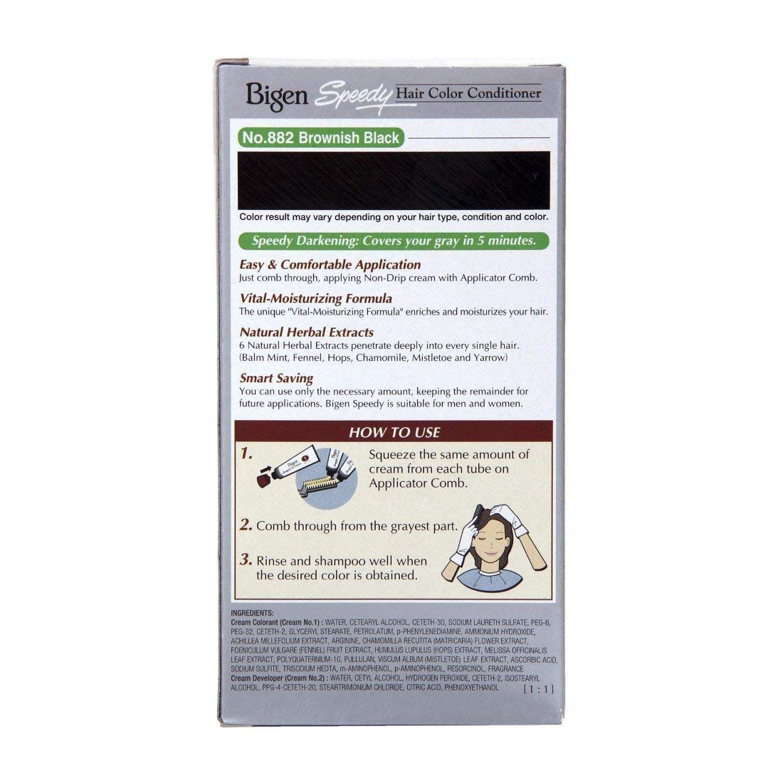 Bigen Speedy Hair Color, 40g + 40g - Brownish Black 882 (Pack of 1)