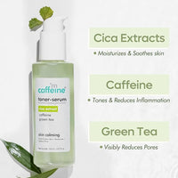 mCaffeine Cica 2 in 1 Toner-Serum with Green Tea for Skin Calming | Soothes Redness & Irritated Skin, Moisturizes & Tightens Pores | Lightweight Face Toner Serum for Women & Men - 150 ml