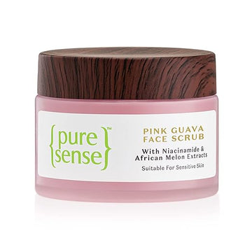 PureSense Pink Guava Face Scrub with Niacinamide & African Melon| Gentle Exfoliation for a Clear & Glowing Skin | Tan removal | Suitable for Dry Oily | Sensitive & Acne Prone Skin | 50g