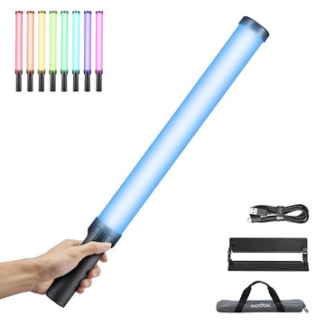 Godox LC500R Mini RGB LED Video Light Stick Lighting,2500K-8500K Adjustable, CRI 95 TLCI 96 Accurate Color, 360° Full-Color LED Light,15 FX Lighting Effects,0-100% Dimmable Support APP Control