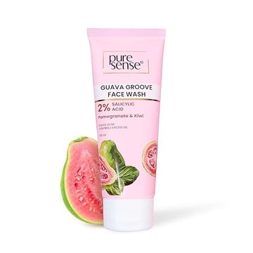 PureSense Guava Groove Face Wash with 2% Salicylic Acid | Pomegranate & Kiwi | Fights Acne and Controls Excess Oil | For Men & Women - 100ml