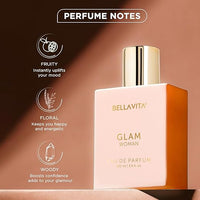 Bella Vita Luxury GLAM Woman Eau De Parfum with African Orange, Jasmine & Patchouli|Premium, Long Lasting Floral & Woody Fragrance EDP for Women, 100ML