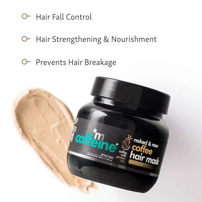 mCaffeine Anti Hair Fall Hair Mask for Dry & Frizzy Hair | For Curly Hair & Straight Hair | WIth Coffee, Proteins & Pro Vitamin B5 | SLS & Paraben Free - 200gm