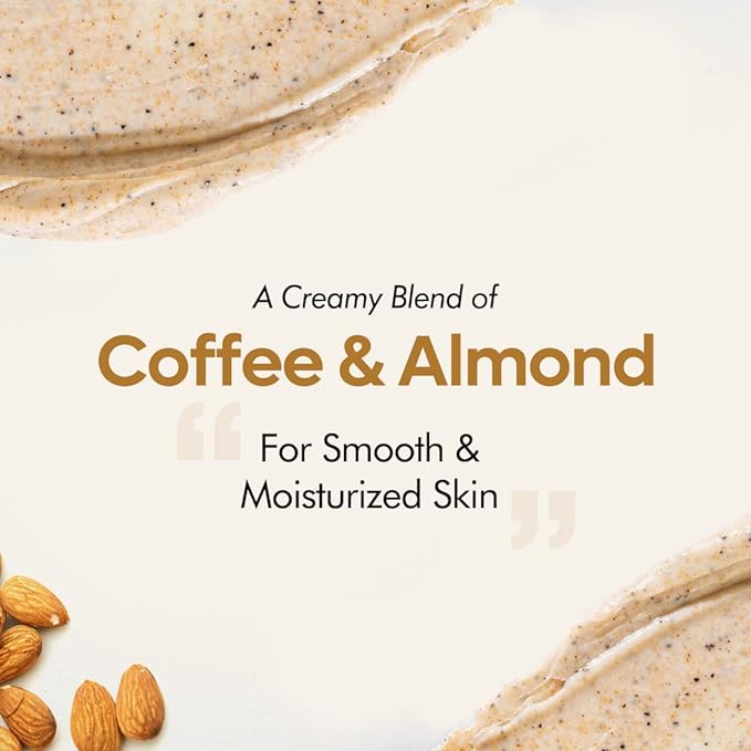 mCaffeine Almond & Coffee Body Scrub for Tan Removal | Creamy Bathing Body Scrub for Dry Skin | Exfoliating Scrub for Body for Women & Men - 200gm