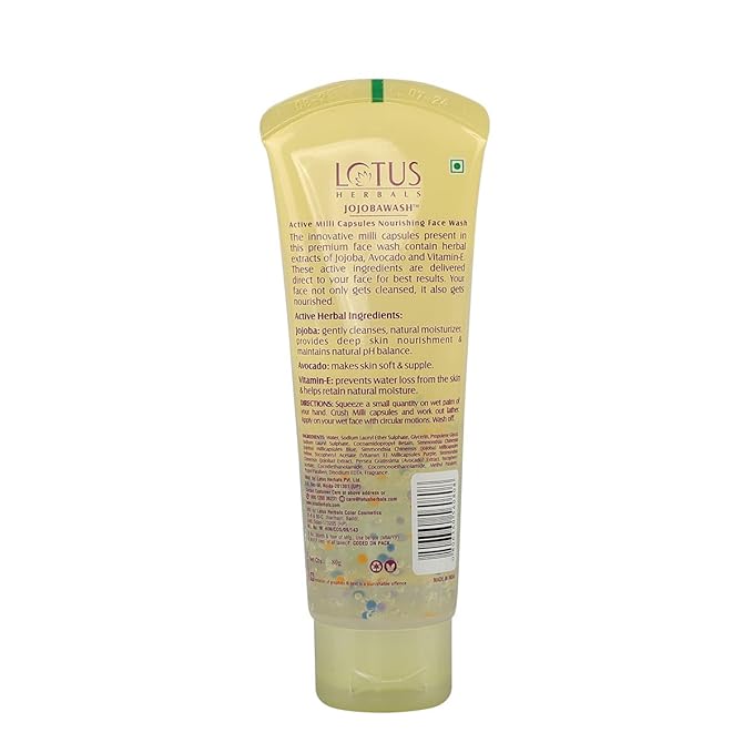 Lotus Herbals Jojobawash Active Milli Capsules Nourishing Face Wash | For All Skin Types | 80g