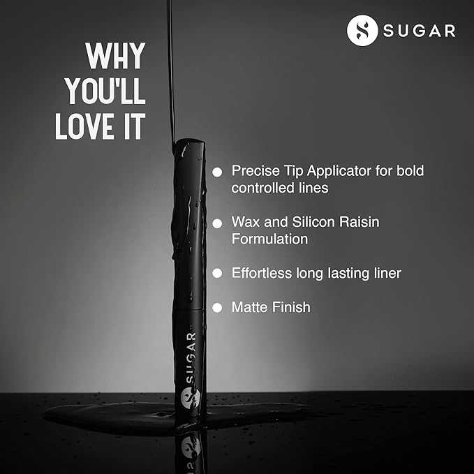 SUGAR Cosmetics - Graphic Jam - 36Hr Eyeliner - 01 Blackest Black (Matte Finish Eyeliner) - Intense, Waterproof Eye Liner - Lasts Up to 36 hours