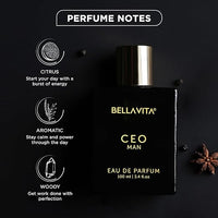 Bella Vita Luxury CEO Man Eau De Parfum Perfume with Lemon, Lavender, Tonka, Mandarin & Vetiver|Premium, Long Lasting Woody Fragrance for Men, 100 ML