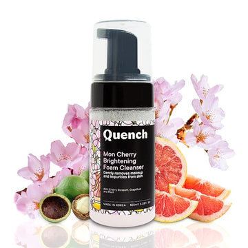 Quench Botanics Mon Cherry Brightening Foam Face Wash| Made in Korea | Korean Face Wash for Glowing Skin| with Cherry Blossom & Pearl Extracts (100ml)