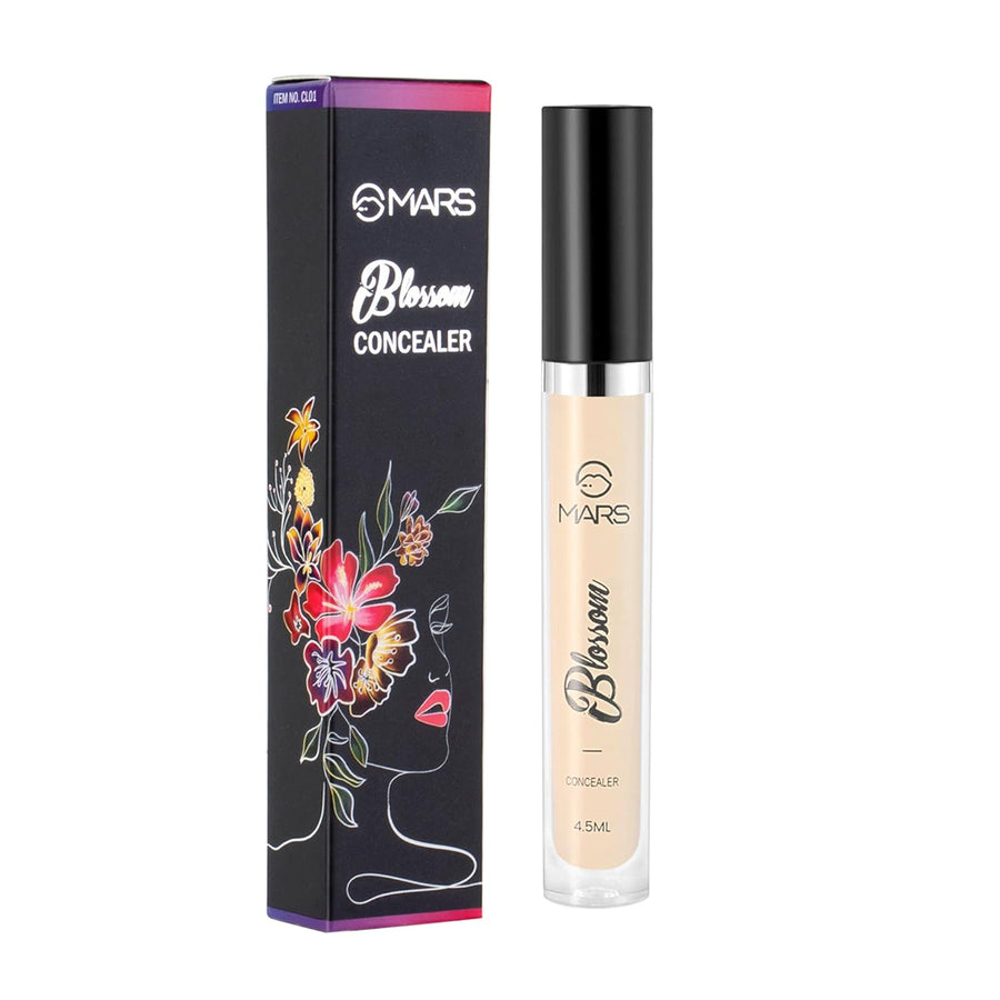 MARS Blossom liquid Concealer | Lightweight With Full Coverage | Highly Blendable Concealer for Face Makeup | Crease Resistant Formula (4.5 ml) (09 Yellow)